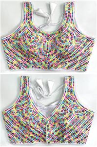 Chemisier moderne à col en V avec motif brodé et fil pailleté, robe de mariage en polyester à la mode avec miroir en aluminium - Product Image 4