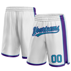 Industrie Direct Engro Sportswear Short de basket-ball personnalisé blanc sarcelle-violet authentique Short de basket-ball - Product Image 1