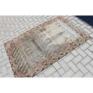 Tapis vintage, tapis turc décoratif 3,3x5,2 pieds, tapis camouflage marron orange - Product Image 2