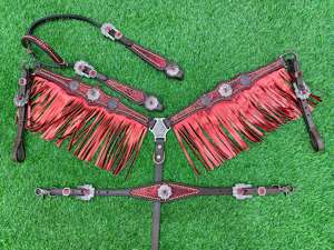 Ensemble de sellerie en cuir occidental pour cheval de loisirs et de randonnée, avec têtière et plastron, qualité supérieure - Product Image 4