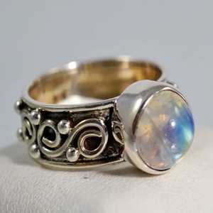 Rainbow Moonstone 925 Sterling Silver Dainty Ring Handmade Boho June Birthstone Jewelry Perfect Gift for Her Birthday - Product Image 6