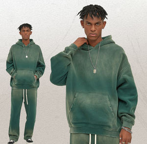 Ensemble de survêtements vintage délavés 2 pièces en polaire, sweat à capuche surdimensionné, unisexe, sweats à capuche délavés à l'acide - Product Image 4