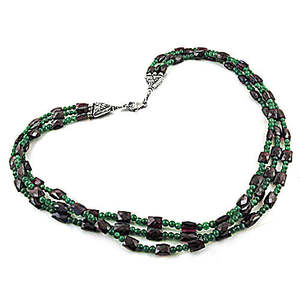 Collar de Moda para Mujer con Cuentas de Granate y Verde, Joyería Religiosa con Cadena Chapada en Oro para Boda o Regalo - Product Image 1