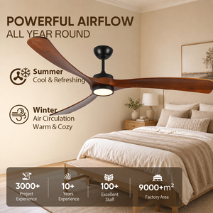 USA In Stock <b>Modern</b> 72 Inch Solid Wood <b>Ceiling</b> Fan with <b>Light</b> Downrod Mount Remote Control DC Motor for Patio Farmhouse - Product Image 2