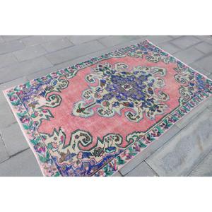 Turkish Vintage Rug 4.3x7.1 ft (132x216 cm), <b>Red</b> <b>Wool</b> Rug - Product Image 3