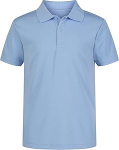 Uniforme escolar para niños de alta calidad, Manga corta para camisa Polo, cierre de botón, rendimiento que absorbe la humedad, Material de punto sólido - Product Image 1