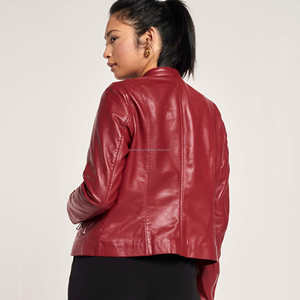 แจ็กเก็ตหนังแท้สำหรับผู้หญิงสไตล์แฟชั่นใหม่ระบายอากาศได้มีซิปผลิตจากปากีสถาน - Product Image 3