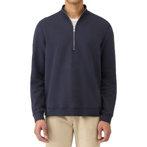 Men's Premium Cotton Half Zip Loopback <b>Sweatshirt</b> Relaxed Fit Sports Top Stand 3D Embroidery Applique Anti-Wrinkle XS 6XL Spring - Product Image 1