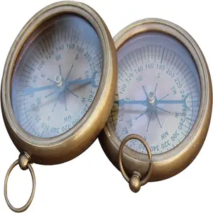 Nautical kompas antik Vintage, instrumen navigasi arah pencari wajah terbuka kompas toko kerajinan tangan RJ
