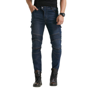 D-Ride Moto Black Men's <b>Slim</b>-<b>Fit</b> Racing Biker Jeans Removable Knee Hip Protectors Breathable Quick Dry Polyester/Cotton Blend - Product Image 5