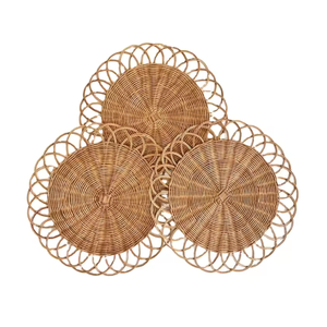 Napperon en rotin de style naturel tissé à la main décoration de vacances durable et assiette à motif de fleurs de cadeau du Vietnam TUYET DUNG - Product Image 6