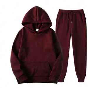 Clásico Pullover Hoodie Jogger Chándal Conjunto Streetwear Oversized Fleece Traje de dos piezas para hombres y mujeres Moda - Product Image 2