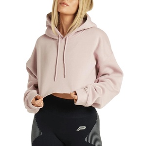Womens Crop Hoodie Sweatshirt Pullover Blank Hooded <b>Top</b> Custom Printing OEM ODM Supplier Wholesale - Product Image 1