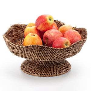 Corbeille à fruits en rotin naturel avec pieds, panier de rangement pour garde-manger, petit récipient peu profond - Product Image 2