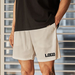 Shorts décontractés en maille unie pour hommes grandes tailles, double couche polyester/coton, séchage rapide, écologiques, respirants, pour jogging, gym, basketball - Product Image 3