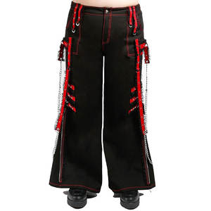 Pantalon ample noir et rouge en coton 100% pour femmes, style gothique, chaîne de minuit, tendance gothique, 2026 - Product Image 1
