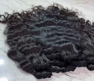 Cheveux humains indiens naturels ondulés Remy 24 pouces Extensions vierges de qualité supérieure avec double trame pour perruques et permanentes - Product Image 4