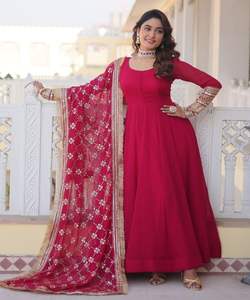 Robes d'été grande taille pour femmes acheter en gros en ligne fournisseur de vêtements de mode décontractés robe pour femmes avec tenue de fête Dupatta - Product Image 3