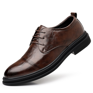 Chaussures habillées Oxford classiques pour hommes, en cuir, à lacets, pour le bureau et les mariages, noires et marron - Product Image 5