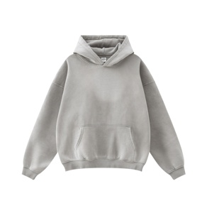 Sudadera con capucha en blanco de gran tamaño con diseño de OEM y logotipo personalizado Sudadera con capucha 350 GSM Sudadera con capucha de lavado ácido y decoloración solar - Product Image 4