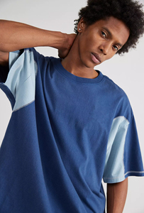 Camiseta básica de gran tamaño personalizada Colorblock de alta calidad para hombre, camiseta informal holgada con hombros caídos, camisetas con logotipo personalizado de verano de algodón 100% - Product Image 2