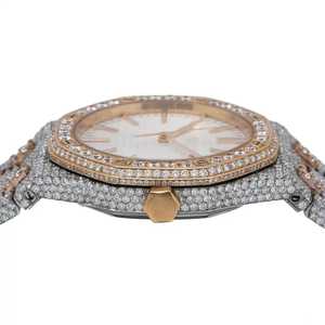 Limited Edition Luxury Moissanite Diamond Watch with Full Rose Tone VVS Iced Design Quartz Movement Stainless Steel <b>Band</b> - Product Image 4