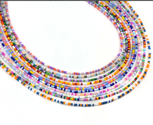 Rainbow Seed <b>Bead</b> Choker, Minimalist Beaded <b>Necklace</b>, Dainty Seed <b>Bead</b> <b>Necklace</b> Fringe Beaded Bandana - Product Image 1