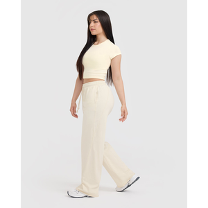 Camiseta Beige 100% de algodón de alta calidad para mujer, camiseta informal ligera, suave, transpirable y elegante, camiseta de entrenamiento de gimnasio de ajuste relajado de diseñador - Product Image 3