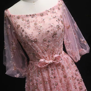 جانمبر LSZ230 الجنية الوردي مطرزة القوس مساء حفلة موسيقية اللباس مع مضيئة الأكمام - Product Image 6