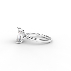 Bague de fiançailles solitaire en diamant de laboratoire taille émeraude certifié IGI en or jaune/blanc et rose 9 carats - Product Image 4