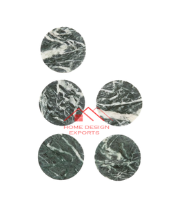 Hot Selling <b>Green</b> and White Texture Design Marble Coaster Round Shape Coasters for Home Hotel <b>Table</b> Decor Use - Product Image 1