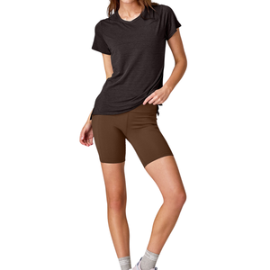 Shorts de Yoga para Mujer, Cintura Alta, Elásticos, Sólidos, Transpirables, Ecológicos, 100% Nailon, Compresión Elástica, para Entrenamiento y Gimnasio - Product Image 4