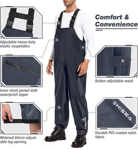 Durable PVC-Coated Nylon Rainwear Waterproof <b>Bib</b> Overalls for Single-Person Breathable 100% Cotton for Fishing Work Sailing - Product Image 4