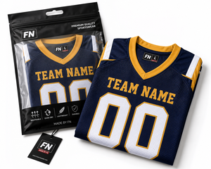 Men's American Football Jersey Navy Gold Mesh V-Neck Breathable Team Name Print Regular Fit Adult Youth <b>Sports</b> <b>Apparel</b> - Product Image 6