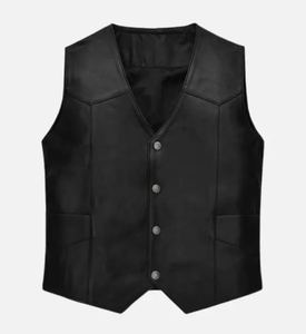 Gilet en cuir de vachette sans manches pour hommes de grande taille Gilet de moto à la mode avec fonction respirante pour l'hiver - Product Image 4