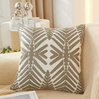 Ensemble de 2 coussins carrés super doux en mélange de coton texturé 18''x18'' avec motif brodé pour la literie, le sol et la décoration