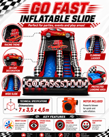 Aire de jeux gonflable professionnelle 7x3,5x4,5 m – Toboggan gonflable en PVC – Utilisation professionnelle extérieure/intérieure/aquatique – Conforme aux normes européennes