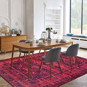 <b>Rug</b> Weavers RW1009 Caravan Claret Tribal Washable <b>Rug</b> Dropshipping Wholesale Washable Chenille 10 Sizes - Product Image 4