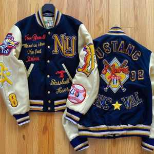 Veste universitaire personnalisée pour homme, jaune marine, veste de baseball pour homme, streetwear automne-hiver, mode, broderie en laine et cuir - Product Image 3