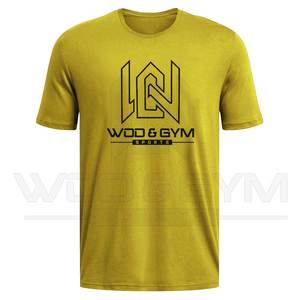 เสื้อยืดแห้งเร็วแบบมืออาชีพสำหรับผู้ชายชุดกีฬาแนวสตรีทแบบลำลองสีพื้นมีโลโก้ตามสั่งพิมพ์ด้านหน้าเสื้อผ้า - Product Image 1