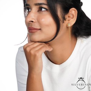 NOVAMART Fine Silverings 925 Sterling <b>Silver</b> <b>Drop</b> <b>Earrings</b> Beauty in Style with Pearl and Diamond Rose Gold Hook for Parties Gif - Product Image 4