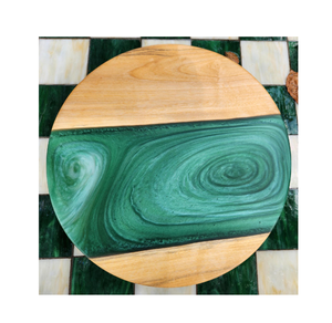 Plato giratorio de madera de acacia de 10 pulgadas y resina azul cielo perezoso Susan redondo de madera bandeja giratoria de madera Lazy Susan - Product Image 4