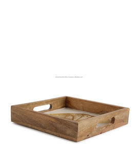 Bandeja redonda personalizada de alta calidad para servir, fabricación al por mayor de bandejas de madera de lujo para servir, artesanías de cocina de gran venta - Product Image 6