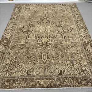Alfombra Turca Vintage de 9.3x12.8 pies (282x391 cm), Alfombra Abstracta Marrón Beige - Product Image 1