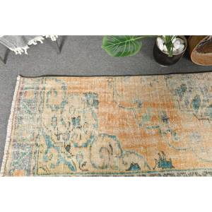 Alfombra de lana turca Vintage de 2,5x8,5 pies, tejido plano de retazos Beige y verde para decoraciones de sala de estar con respaldo de látex - Product Image 3