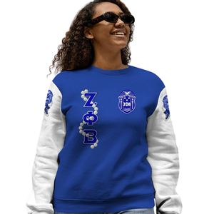 Sudadera Azul con Cuello Redondo Bordada de la Hermandad Zeta Phi Beta 1920, Sudadera Griega para Mujer - Product Image 5