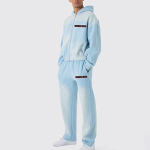Top Venta de calidad superior Sun Fade Wash Sweatsuit logotipo bordado personalizado peso pesado 100% algodón zip Up chándal para hombres - Product Image 1