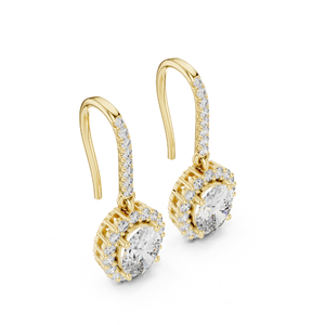 Pendientes de diamantes redondos con forma ovalada fabricante de joyería fina cultivada en laboratorio diseños personalizados disponibles al por mayor - Product Image 2