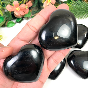 Corazón de obsidiana negra, venta al por mayor, piedra preciosa de cristal natural, curación, obsidiana negra, corazón hinchado para decoración y regalo - Product Image 2