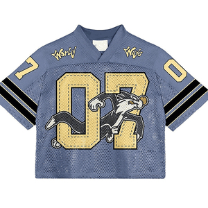 Maillot de football américain personnalisé en maille 100% polyester respirant antibactérien, coupe ample, col en V, séchage rapide, manches courtes, sublimation - Product Image 1
